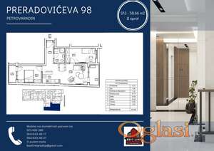 S13 - 58.66 m2 - DVOIPOSOBAN STAN U IZGRADNJI! PRERADOVIĆEVA 98 - PETROVARADIN, NOVI SAD!